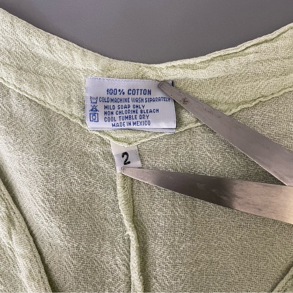 Oh My Gauze XL Pale Green Lightweight Boho Lagenlook Asymmetrical Tunic Artsy - Picture 7 of 12